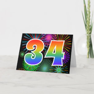 Kleurrijk vuurwerk + regenboogpatroon "34" Event # Kaart