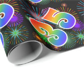 Kleurrijk vuurwerk + regenboogpatroon "35" Event # Cadeaupapier (Rol Hoek)