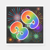 Kleurrijk vuurwerk + regenboogpatroon "39" Eveneme Servet (Voorkant)