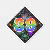 Kleurrijk vuurwerk + regenboogpatroon "39" Eveneme Servet (Hoek)