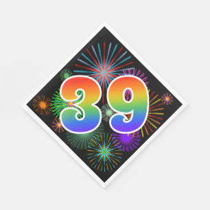 Kleurrijk vuurwerk + regenboogpatroon "39" Eveneme Servet