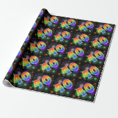 Kleurrijk vuurwerk + regenboogpatroon "40" Event # Cadeaupapier (Uitgerold)