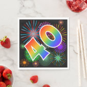 Kleurrijk vuurwerk + regenboogpatroon "40" Event # Servet (Insitu)