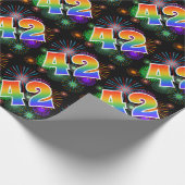 Kleurrijk vuurwerk + regenboogpatroon "42" Event # Cadeaupapier (Hoek)