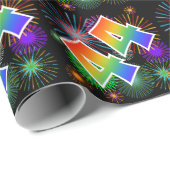 Kleurrijk vuurwerk + regenboogpatroon "44" Eveneme Cadeaupapier (Rol Hoek)