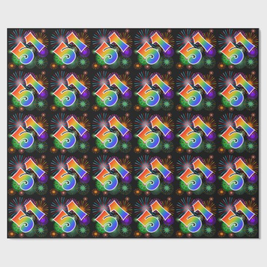 Kleurrijk vuurwerk + regenboogpatroon "51" Event # Cadeaupapier (Vlak)