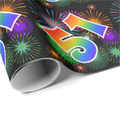 Kleurrijk vuurwerk + regenboogpatroon "51" Event # Cadeaupapier (Rol Hoek)