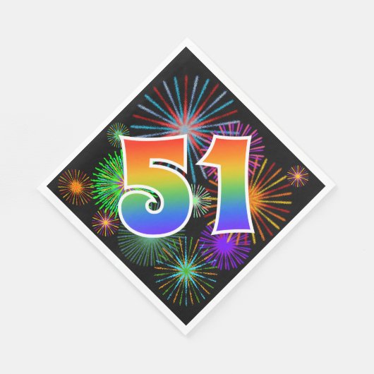 Kleurrijk vuurwerk + regenboogpatroon "51" Event # Servet (Hoek)