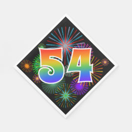 Kleurrijk vuurwerk + regenboogpatroon "54" Event # Servet