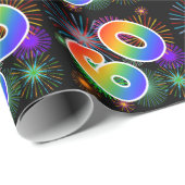 Kleurrijk vuurwerk + regenboogpatroon "60" Event # Cadeaupapier (Rol Hoek)
