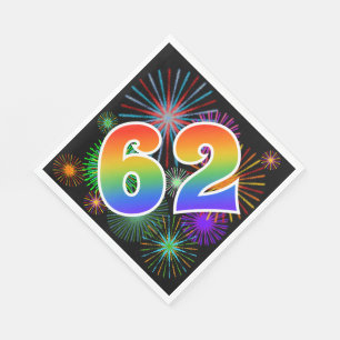 Kleurrijk vuurwerk + regenboogpatroon "62" Event # Servet