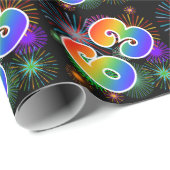 Kleurrijk vuurwerk + regenboogpatroon "63" Event # Cadeaupapier (Rol Hoek)