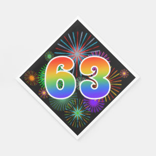 Kleurrijk vuurwerk + regenboogpatroon "63" Event # Servet
