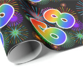 Kleurrijk vuurwerk + regenboogpatroon "68" Eveneme Cadeaupapier (Rol Hoek)