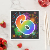 Kleurrijk vuurwerk + regenboogpatroon "6" Event # Servet (Insitu)