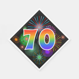 Kleurrijk Vuurwerk + Regenboogpatroon "70" Eveneme Servet