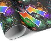 Kleurrijk Vuurwerk + Regenboogpatroon "71" Eveneme Cadeaupapier (Rol Hoek)