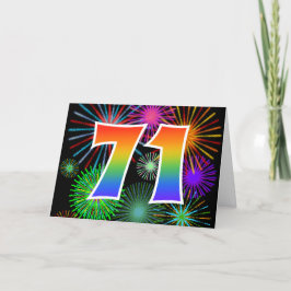 Kleurrijk Vuurwerk + Regenboogpatroon "71" Eveneme Kaart