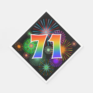 Kleurrijk Vuurwerk + Regenboogpatroon "71" Eveneme Servet