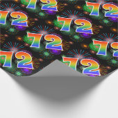 Kleurrijk vuurwerk + regenboogpatroon "72" Event # Cadeaupapier (Hoek)