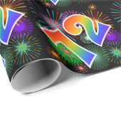 Kleurrijk vuurwerk + regenboogpatroon "72" Event # Cadeaupapier (Rol Hoek)