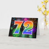 Kleurrijk vuurwerk + regenboogpatroon "72" Event # Kaart (Gele Bloem)
