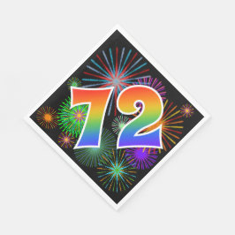 Kleurrijk vuurwerk + regenboogpatroon "72" Event # Servet