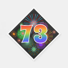 Kleurrijk vuurwerk + regenboogpatroon "73" Event # Servet