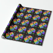 Kleurrijk vuurwerk + regenboogpatroon "80" Event # Cadeaupapier (Uitgerold)