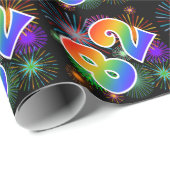 Kleurrijk vuurwerk + regenboogpatroon "82" Event # Cadeaupapier (Rol Hoek)