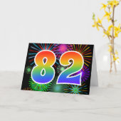 Kleurrijk vuurwerk + regenboogpatroon "82" Event # Kaart (Gele Bloem)