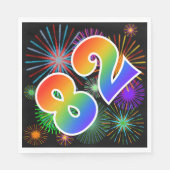 Kleurrijk vuurwerk + regenboogpatroon "82" Event # Servet (Voorkant)
