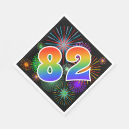 Kleurrijk vuurwerk + regenboogpatroon "82" Event # Servet