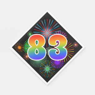 Kleurrijk vuurwerk + regenboogpatroon "83" Event # Servet