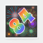 Kleurrijk vuurwerk + regenboogpatroon "84" Event # Servet (Voorkant)
