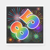 Kleurrijk vuurwerk + regenboogpatroon "85" Event # Servet (Voorkant)