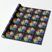 Kleurrijk vuurwerk + regenboogpatroon "86" Event # Cadeaupapier (Uitgerold)