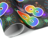 Kleurrijk Vuurwerk + Regenboogpatroon "88" Eveneme Cadeaupapier (Rol Hoek)