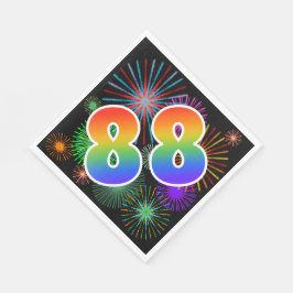 Kleurrijk Vuurwerk + Regenboogpatroon "88" Eveneme Servet