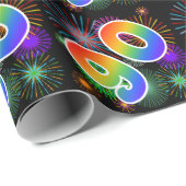 Kleurrijk vuurwerk + regenboogpatroon "90" Event # Cadeaupapier (Rol Hoek)