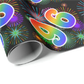 Kleurrijk vuurwerk + regenboogpatroon "96" Eveneme Cadeaupapier (Rol Hoek)