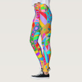 kleurrijk waanzinnig patroon moderne kunst leggings (Links)