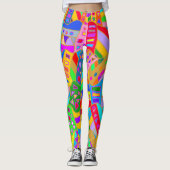 kleurrijk waanzinnig patroon moderne kunst leggings (Voorkant)