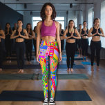 kleurrijk waanzinnig patroon moderne kunst leggings<br><div class="desc">Fun gestoord patroon modern kunstontwerp. Geometrische vormen van alle kleuren en grootten.</div>