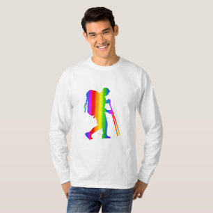 Kleurrijk Wandelings Regenboog Lange Mouwen T-Shir T-shirt