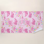 Kleurrijk waterspat roze walvis monogram patroon strandlaken (Voorkant)