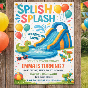 Kleurrijk Waterval Spatwater Verjaardagsfeest Desi Kaart