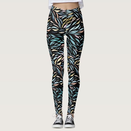 Kleurrijk Waterverf Abstract lederen patroon Leggings (Voorkant)