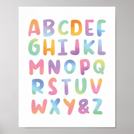 Kleurrijk Waterverf Alfabet ABC Klas Decoratie (Voorkant)