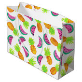 kleurrijk waterverf anananas watermeloenpatroon large cadeautasje (Achterkant Gekanteld)